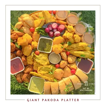 Our Giant Pakoda Platter is the ultimate comfort food indulgence. We gather a massive assortment of freshly fried pakodas, samosas, and bread rolls, served with a variety of chutneys and steaming hot chai for the perfect rainy day or high tea party.
