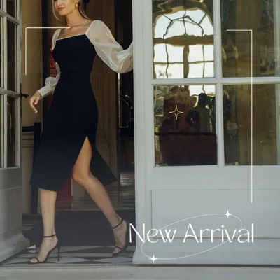 Make an entrance in this stunning black midi dress. I combined a structured banana crepe body with dramatic, sheer organza sleeves to create a look that is both sophisticated and unforgettable.