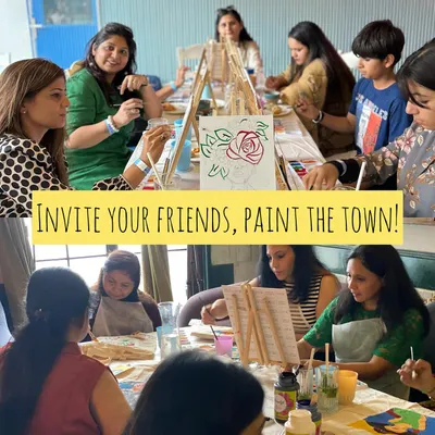 The more, the merrier. I love it when friends paint together, so I created a referral program where you and your friends can get discounts on workshops.