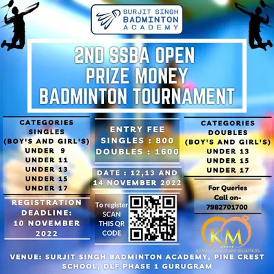 Your next challenge is here. This poster has all the details for our 2nd SSBA Open Prize Money Badminton Tournament. Find your category from U-9 to U-17, check the dates, and scan the code to register.