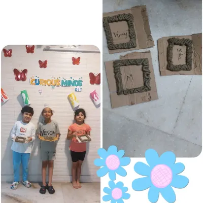 A glimpse of our clay playtime. The children created personalized nameplates and photo frames, learning to shape and mold the clay into something both beautiful and functional.