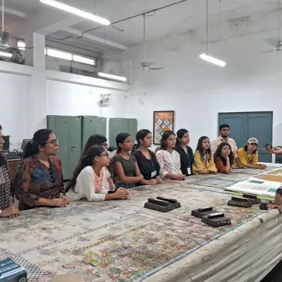 Our fashion design students get a masterclass in traditional block printing techniques during a visit to the Weaver's Service Centre. This is practical learning in its purest form.