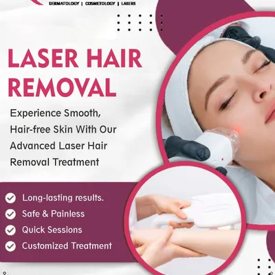 This graphic outlines the primary benefits of my laser hair removal service. I focus on delivering long-lasting results through safe, quick, and customized treatment plans.