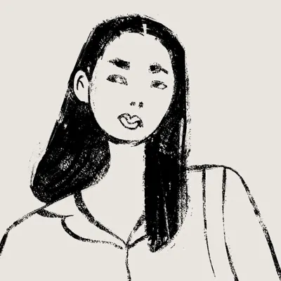 The first in a series of experimental portraits. This piece uses simple, bold strokes to capture an expression, focusing on a raw, sketch-like aesthetic.