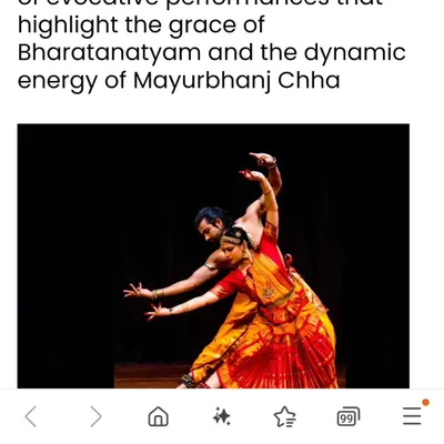 An evocative performance that highlights the grace of Bharatanatyam and the dynamic energy of Mayurbhanj Chhau in a single frame.