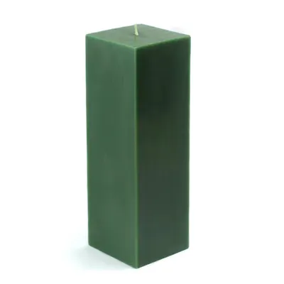 My handmade square pillar candle in a deep forest green. The clean, geometric shape is ideal for modern interior design and event styling.
