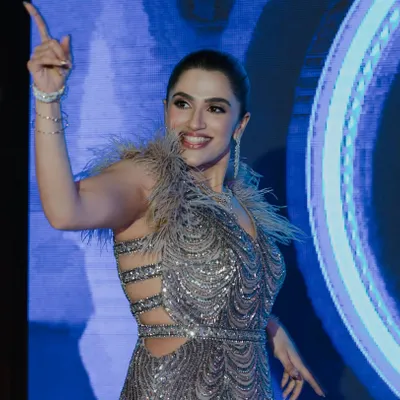 A beautiful shot of the bride during her sangeet performance. We love celebrating love through dance and music.