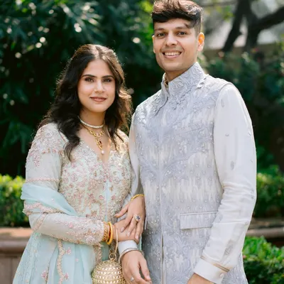 A beautiful couple, Suveera and her partner, for her Myra ceremony. I created a soft, natural makeup look that enhances her features and gives her a lovely glow.