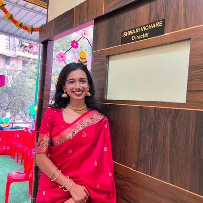 The moment it became real. Standing next to my nameplate as the Director of Makoons Preschool Ulwe was a dream come true, marking the start of a new chapter.
