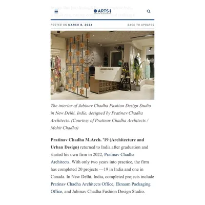 I am forever grateful to my alma mater, UCLA, for featuring my work. This screenshot from the UCLA School of the Arts and Architecture alumni spotlight highlights my firm's recent projects.