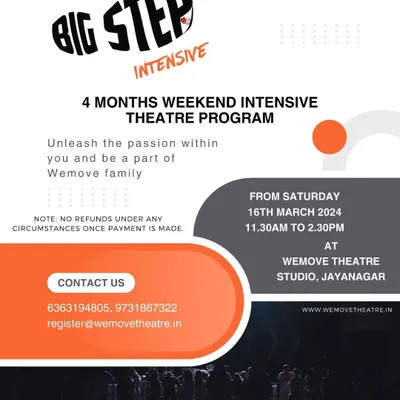 Ready for a deep dive? Our Big Step Intensive is a four-month weekend theatre program designed to unleash your passion and fully immerse you in the craft.