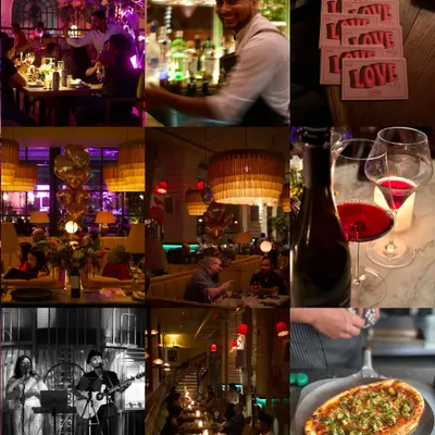 A collage of moments from our Valentine's Day celebration. The restaurant was filled with love, live music, candlelit dinners, and special dishes to mark the occasion.