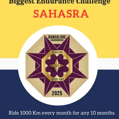 The Sahasra is our biggest endurance challenge, designed to build phenomenal fitness and mental fortitude over a year. This poster details the two ways to complete it: ride 1000 km in any 10 months or achieve a cumulative 10,000 km for the year.