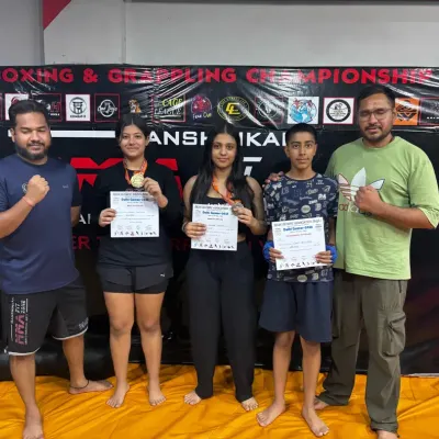 A proud moment for our students and coaches at the Delhi Olympics Savate Games. These young athletes showcased incredible sportsmanship and skill, bringing home medals and certificates as a reward for their hard work.