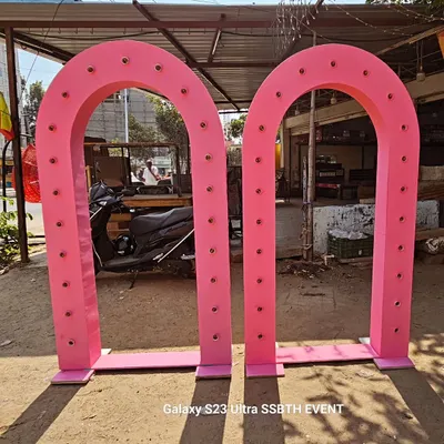 These large, pink light-up arches are available for rent. They make a fantastic entrance for birthdays, baby showers, or any event where you want to make a grand first impression.