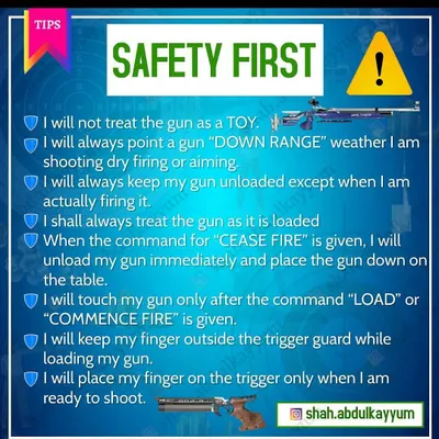 Safety is our number one priority. This chart outlines the fundamental safety rules for weapon handling that every single student must learn and follow at all times.