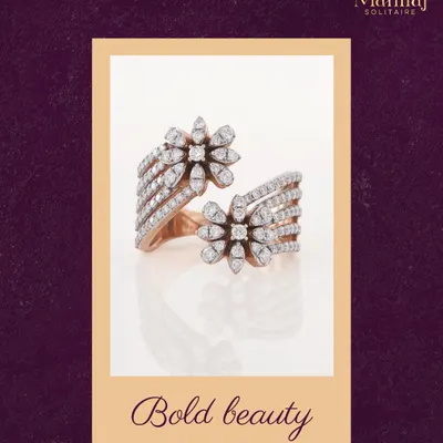 Small in size, but big on style. This bold diamond ring features a unique open design with two floral clusters. It's a piece that makes a statement in a subtle, sophisticated way.
