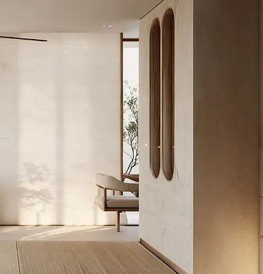 This concept was designed as a serene reading retreat, all about stillness, soft light, and tactile comfort. Though it didn’t make it to the final cut for the project, it remains one of our quiet favorites.