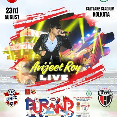 The official poster for my live performance at the Durand Cup Final at Salt Lake Stadium, Kolkata. Performing at such a prestigious event was an honor.