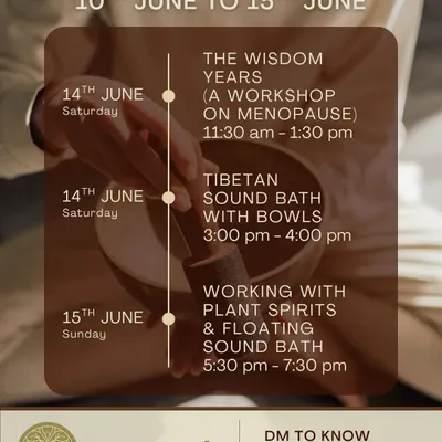A look at an upcoming week of unique workshops. From a session on menopause and a Tibetan sound bath to a floating sound bath with plant spirit healing, our events are curated to nourish, heal, and awaken.