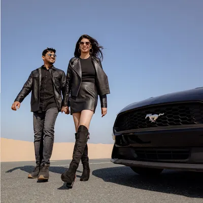 Walking hand-in-hand down a desert road in Dubai. This shot from Saurabh and Simran's pre-wedding shoot is straight out of a movie scene.