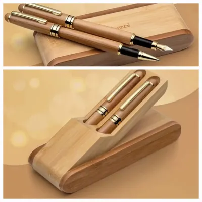 Our bamboo pen set, complete with a matching bamboo case, is an elegant and sustainable corporate gifting solution. The case can be custom engraved, making it a perfect, personalized gift for clients, partners, or employees.