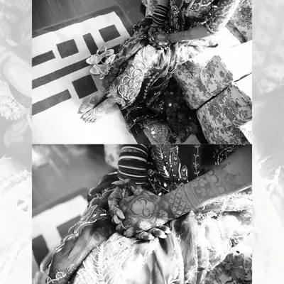 A black and white collage focusing on the traditional rituals of the Haldi ceremony. The monochrome edit brings a timeless and emotional quality to these moments.