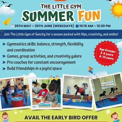 Announcing our popular Summer Fun camp, a month-long program packed with activities. We focus on developing gymnastics skills like balance and coordination, alongside group activities that encourage teamwork and creativity. Check out the details for age groups and timings.