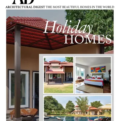 Our Aishbagh project on Damdama Lake, as featured on the cover of Architectural Digest's 'Holiday Homes' edition. This coverage celebrates the home's design as a serene retreat that balances heritage with contemporary living.