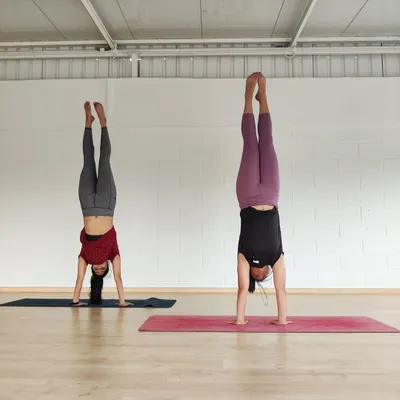 The urge to fly is greater than the fear of falling. Practicing handstands in the studio is a powerful way to build physical strength and mental resilience.