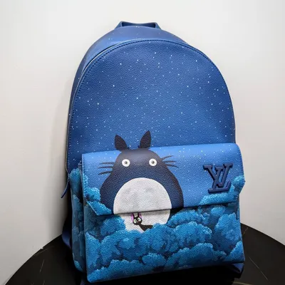 This is the full view of the custom Studio Ghibli LV Takeoff Backpack. I stretched the starry night scene across the entire bag to create a totally immersive piece of anime art.