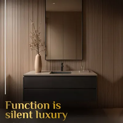 I believe function is a silent luxury. This floating vanity is a quiet statement in efficiency, with its clean lines, ample storage, and minimalist hardware. It proves that the smartest designs don't need to shout.