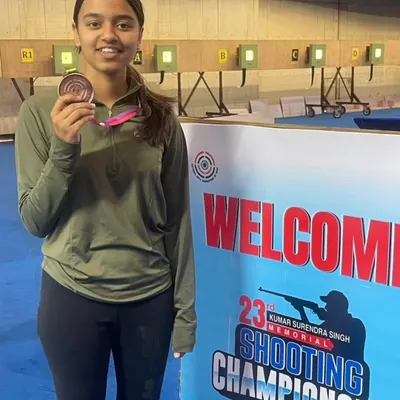Congratulations to our shooter Pranju Somani for winning a Bronze medal in the Youth Women's 10m Air Rifle event at the 23rd Kumar Surendra Singh Memorial Shooting Championship in New Delhi. Her focus and strong performance make us proud.
