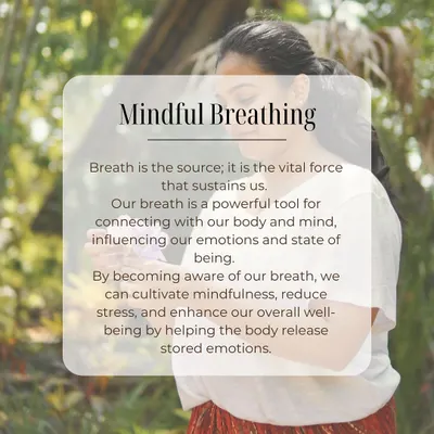 Breath is the source, the vital force that sustains us. By becoming aware of our breath, we can cultivate mindfulness, reduce stress, and enhance our well-being. This is the foundation of my breathwork practice.