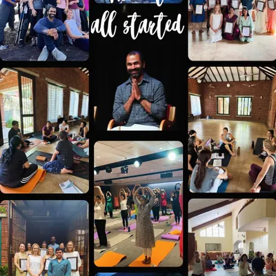 This collage tells the story of how Pratyaksha Yoga began. It started with a simple realization: to share the transformative power of yoga with more people, we must empower others to become teachers, spreading the light far beyond what one person can do alone.
