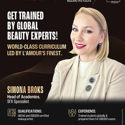 We believe in learning from the best. Meet Simona Broks, a CIBTAC and CIDESCO certified SFX expert and Head of Academics at L’Amour Institute of Beauty. Our students get to learn from globally recognized educators like her.