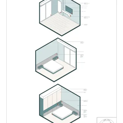 Precision in design prevents confusion on site. We use detailed axonometric drawings like these for a studio apartment to provide absolute clarity for our construction and fabrication teams. This technical documentation ensures every element, from joinery to spatial layout, is executed flawlessly.