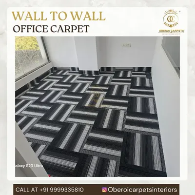 This is our popular striped carpet tile, installed in a modern office space. The basketweave pattern adds a dynamic, professional look while being extremely durable for high-footfall areas.