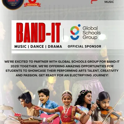 We are proud to officially partner with Global Schools Group for the 9th Edition of the Band-It Festival. This collaboration expands our reach, offering even more students across India the chance to showcase their talent in music, dance, and drama on a national stage.