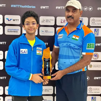 A proud moment for our academy and for India. Coach Krunal Telang stands with our student Reyansh Jalan after he secured a bronze medal at the WTT Youth Contender tournament in Almaty, Kazakhstan.
