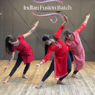 A beautiful pose from our Indian Fusion batch. Our regular classes are a space to move, feel, and find your flow through graceful choreography.