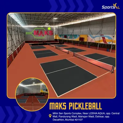 This is the multi-court pickleball facility I constructed at Maks Pickleball in Dahisar. The project involved installing several regulation-size courts with high-quality surfacing to create a premier destination for pickleball enthusiasts.