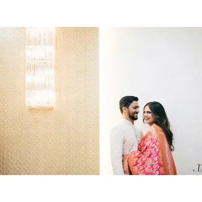 A minimalist and artistic portrait of a couple, using negative space and clean lines for a modern feel.
