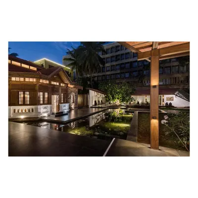 The award-winning KLE Centenary Museum at night. Our design extended the museum's program into the surrounding landscape, creating a public plaza with pavilions and water bodies that has become a landmark in the city.