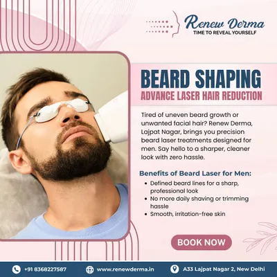 Men, if you are tired of the daily hassle of shaving to maintain your beard, this is for you. Our laser beard shaping gives you permanently defined, sharp lines for a clean, professional look.