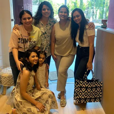 Your whole crew is welcome here. This is a happy group of friends who booked the studio for a collective pampering session and left with great nails and even better memories.