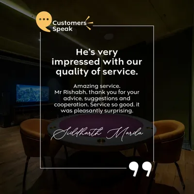 We were thrilled to receive this feedback from Mr. Siddharth Marda, who was pleasantly surprised by the quality of our service. We thank him for his kind words and cooperation throughout the project.