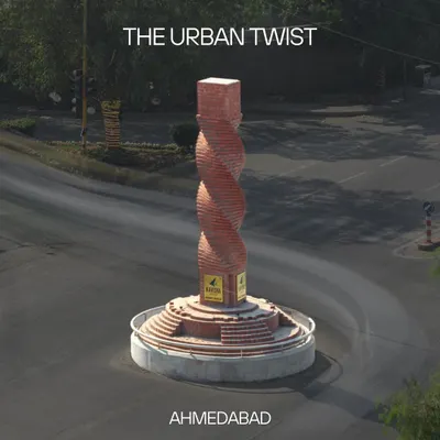 The Urban Twist, a sculptural brick column we designed for a major crossroads in Ahmedabad. It serves as an urban marker that is both a tribute to the city's heritage and a modern traffic-calming element.