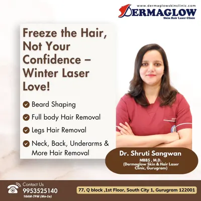 Dr. Shruti Sangwan, co-founder and a qualified M.D., stands by our extensive list of services. We treat all areas, including full body, legs, back, and underarms, providing a comprehensive solution for permanent hair reduction.