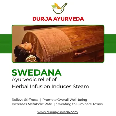 Sweat out toxins with Swedana, an herbal infusion steam therapy. This treatment helps relieve stiffness, increase the metabolic rate, and promote overall well-being by eliminating toxins through sweat.